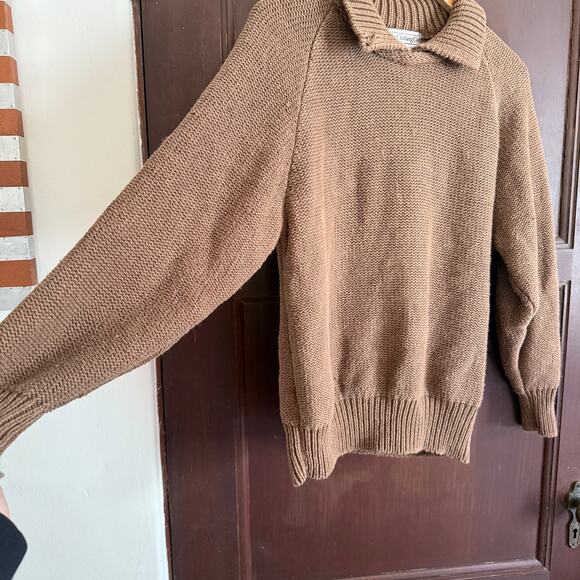 80s Vintage | Gap Clothing Co. | Brown Cotton Blend Collared Sweater | Medium - Picture 3 of 4